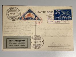 Flugpost 1925, gest.  Geneve 1.Vl.25, Basel 2.Vl.25