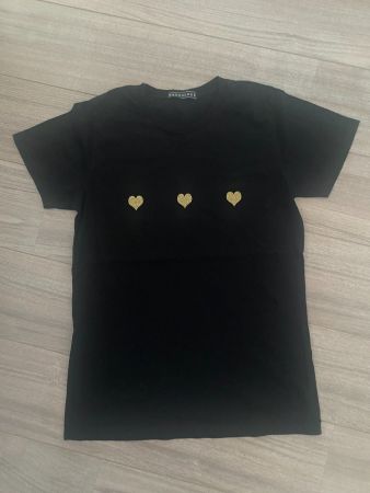 T-Shirt von FABOURG Gr. 38 schwarz mit goldenen Herzen