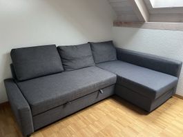 IKEA FRIHETEN Graues Ecksofa mit Bett