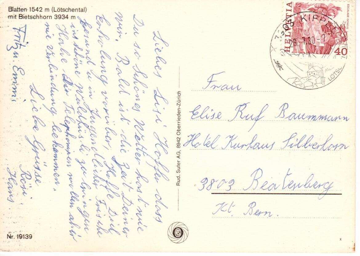 Cartoline postali: Blatten - Lötschental – Usato da Wolhusen venduto da Curver9 1