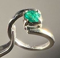 Bague en argent 925 émeraude naturelle taillée, 49-50