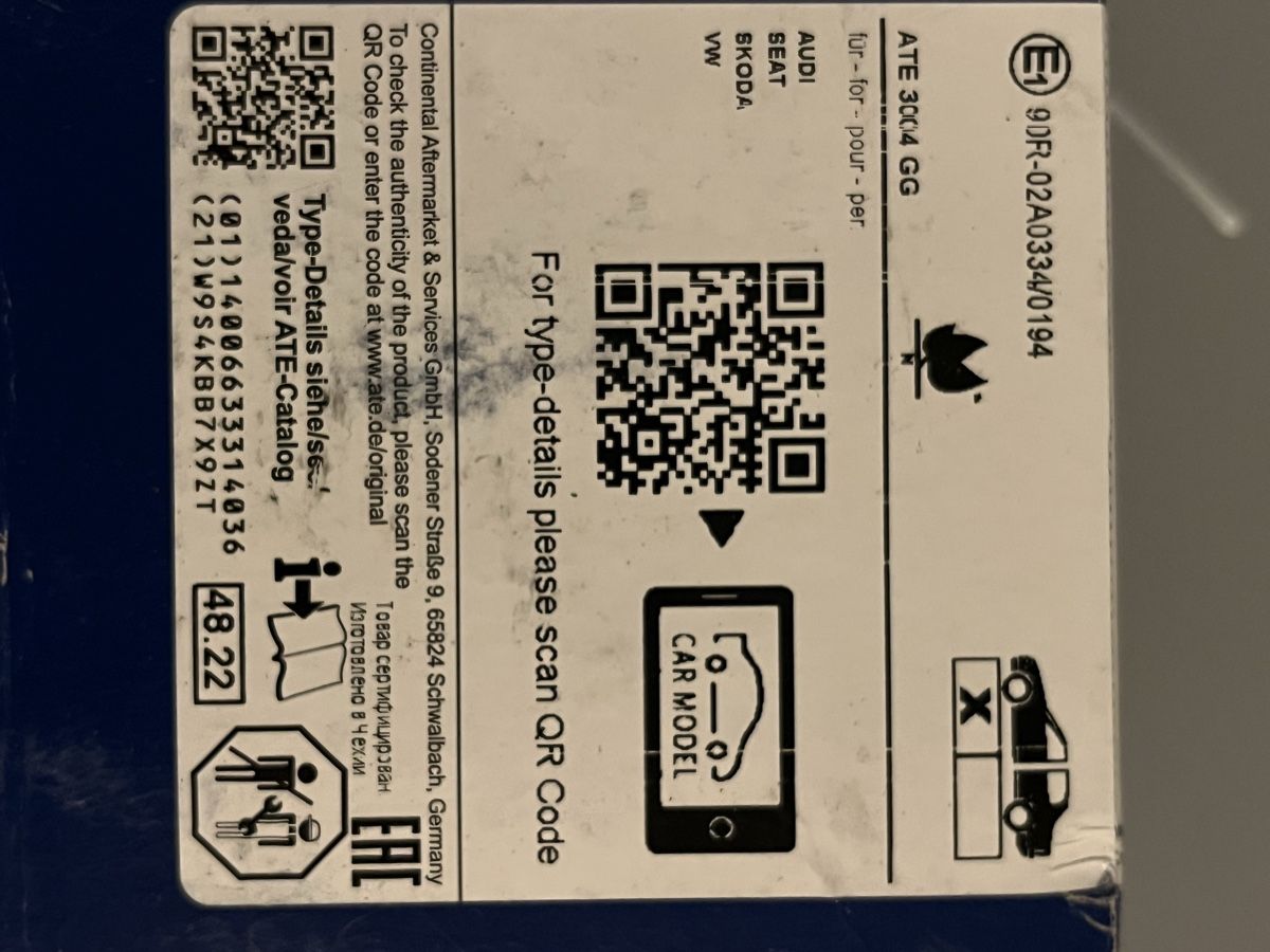 Volkswagen Alle Autoersatzteile: Original Satz ATE Bremsbeläge Vo. VW – Neu und originalverpackt aus Tafers von TRTBG 2