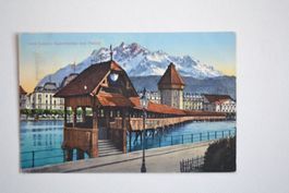 AK Luzern Kapellbrücke mit Pilatus LU