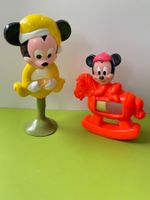 2x Vintage Disney Mickey Rassel Figur ARCO Baby Spielzeug