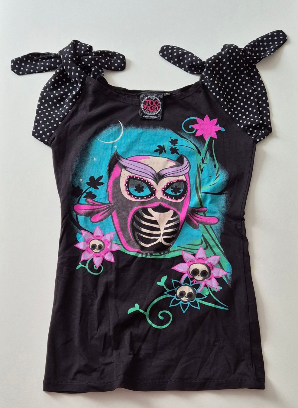 Tops: Rockabilly-Too Fast-Skull-Pink-Punkte-S – Neu (gemäss Beschreibung) aus Rheinfelden von Pit666