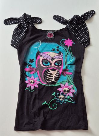 Rockabilly-Too Fast-Skull-Pink-Punkte-S
