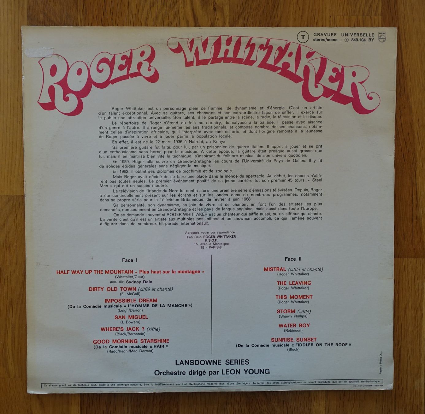 Dischi in vinile: Roger Whittaker - T10 – Usato da Sessa venduto da discoverymedia 1