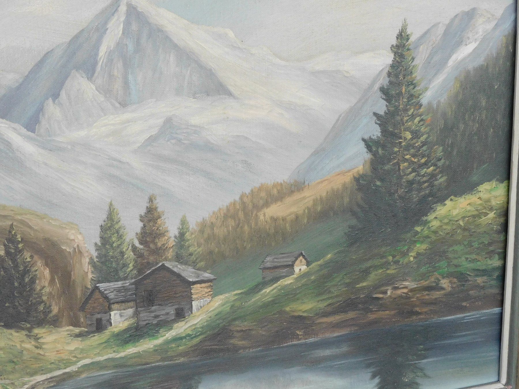 Gemälde: Kunst Landschafts Gemälde grosses altes Ölgemälde – Gebraucht aus Sursee von 76 6