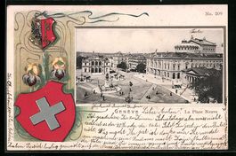 Präge-AK Genève, La Place Neuve, Wappe