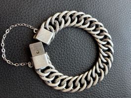 Bracelet vintage metal argenté à grosses mailles 💍
