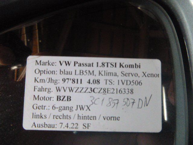 Volkswagen Alle Autoersatzteile: Spiegel links VW Passat 3C1857507DN – Gebraucht aus güttingen von Promotor24 3