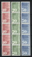 1970, Ziffermarken, Fünferstreifen, mit Kontrollaufdruck **