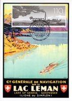 Maximumkarte Dampfschiff-Jubiläum, Retro Plakat Lac Léman
