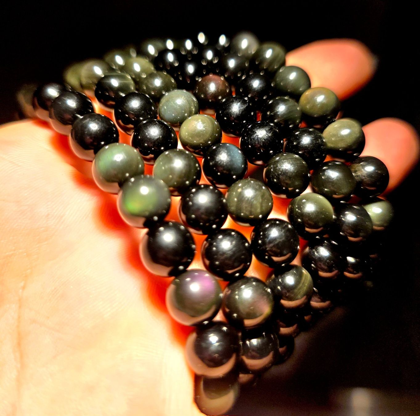 Minerali & Pietre curative: Regenbogen Obsidian Armband 8.5mm – Nuovo e nell'imballaggio originale da Matzingen venduto da Shay_Crystalz
