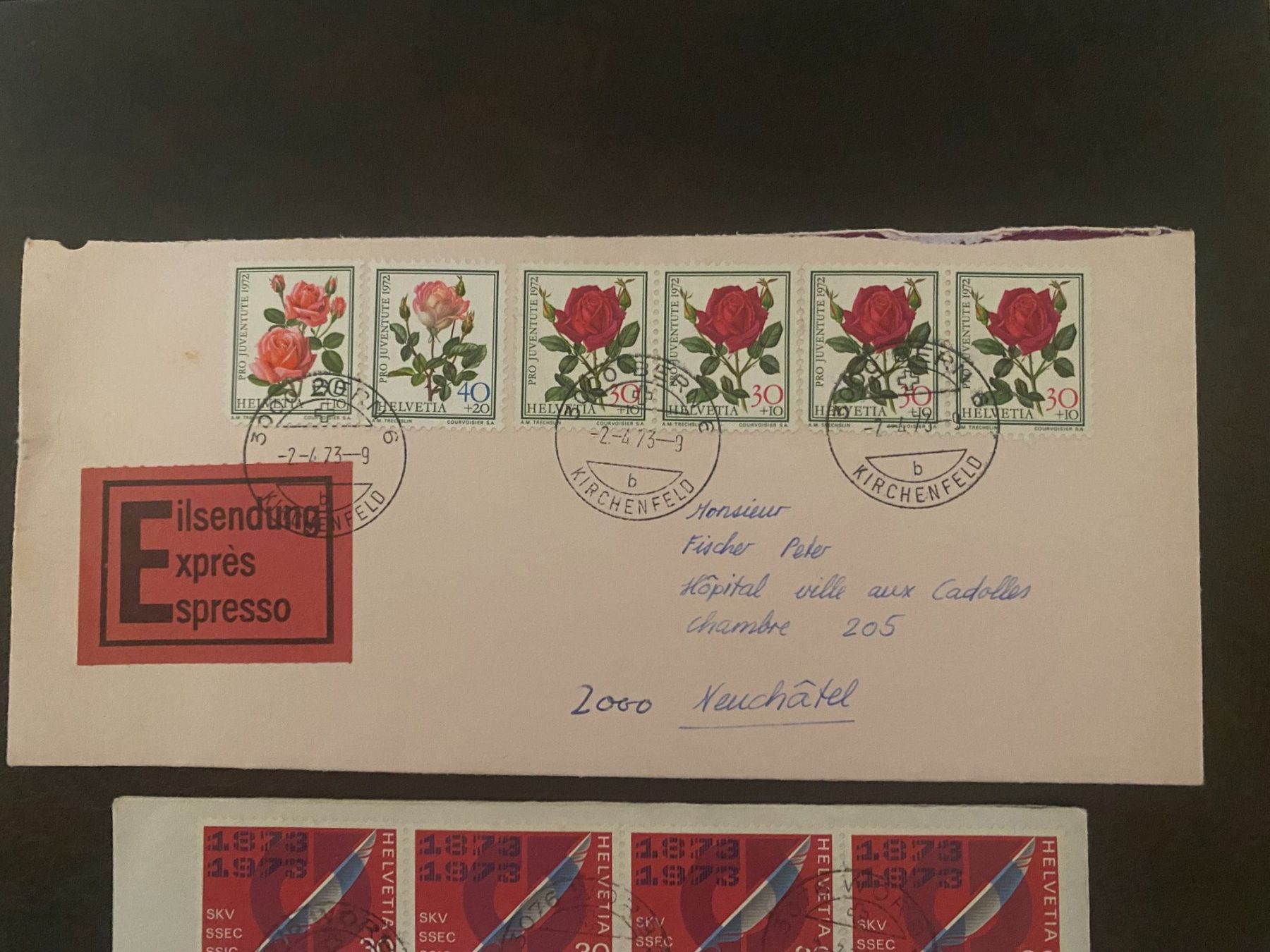 Enveloppes & pochettes d'envoi: 2 Briefe Schweiz Eilsendung frankiert gebraucht – D'occasion à matten b. interlaken par jfran17 1
