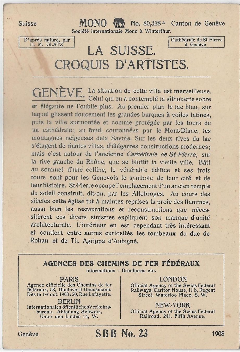 Cartoline postali: Carte Mono - Geneve - SBB No. 23 – Usato da Ettingen venduto da Kartenplanet 1
