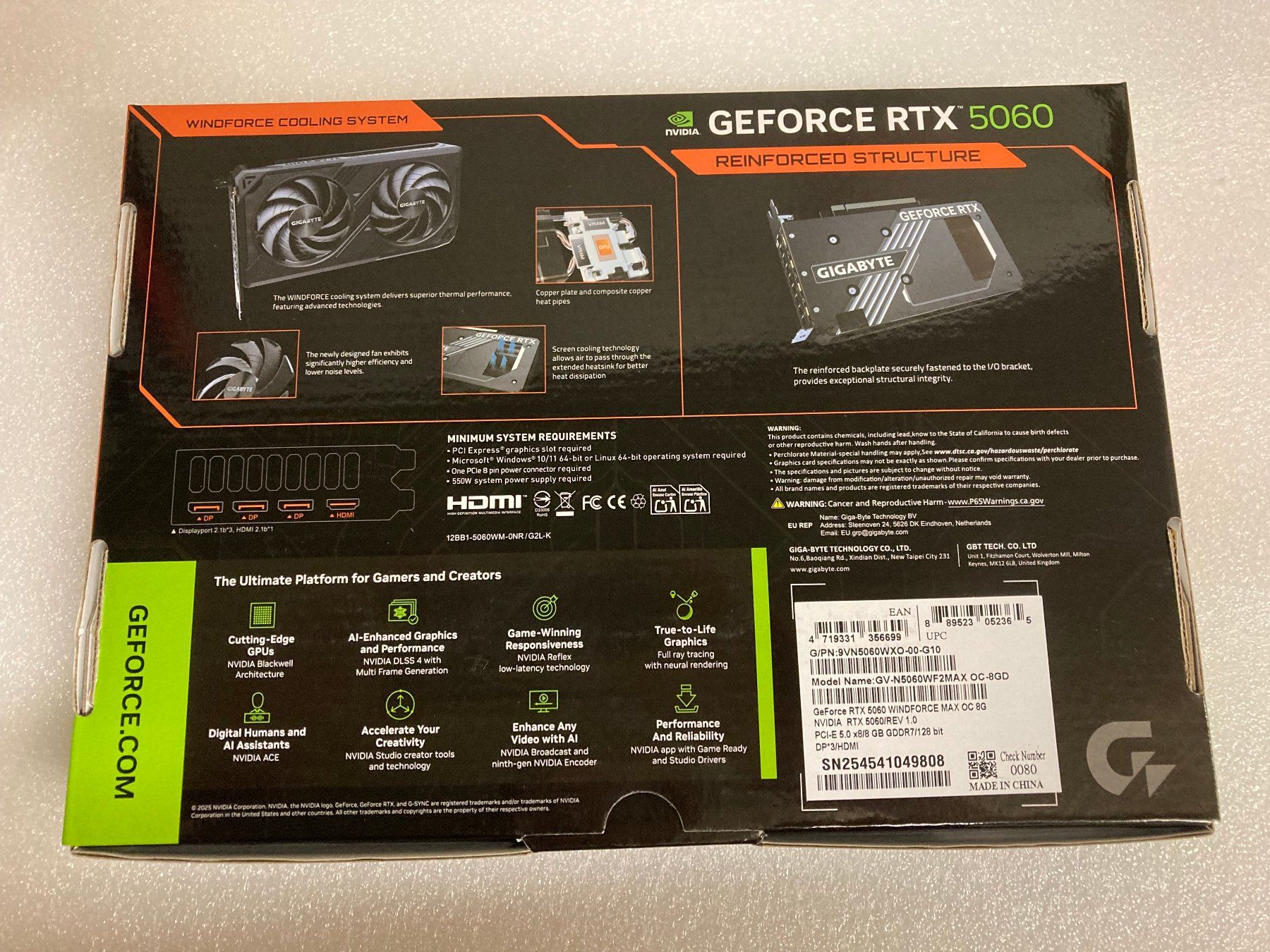 Nvidia Grafikkarten: Gigabyte GeForce RTX 5060 Windforce MAX OC 8GB neu – Neu (gemäss Beschreibung) aus Wettingen von Schabernack_sam 5