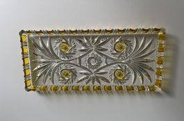 Exklusiver Kristallteller gelb-weiß 33,5x15cm UNIKAT
