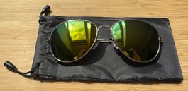 Aviator Sonnenbrille, Fliegerbrille, silber, silver