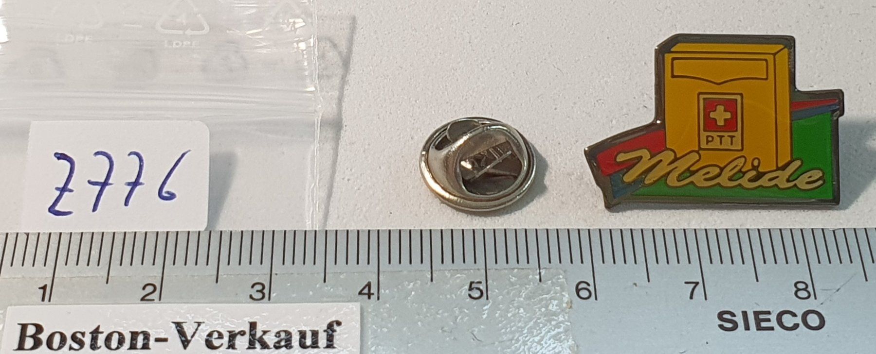 Placchette & Badge: Z776 - Pin PTT Post Briefkasten Melide – Usato da Reinach BL venduto da Boston-Verkauf 1