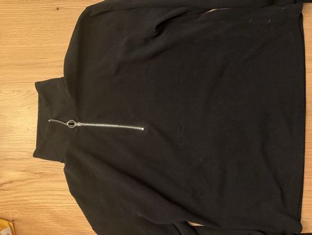 Shein Black Zip-Neck Fleece Pullover Top Size M