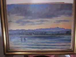 BODENSEE Mit Blick auf  Säntis Oel auf Hartplatte