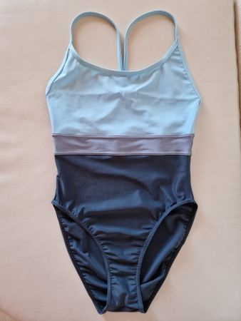 Badeanzug anthrazit-hellblau-grau, Gr. 38