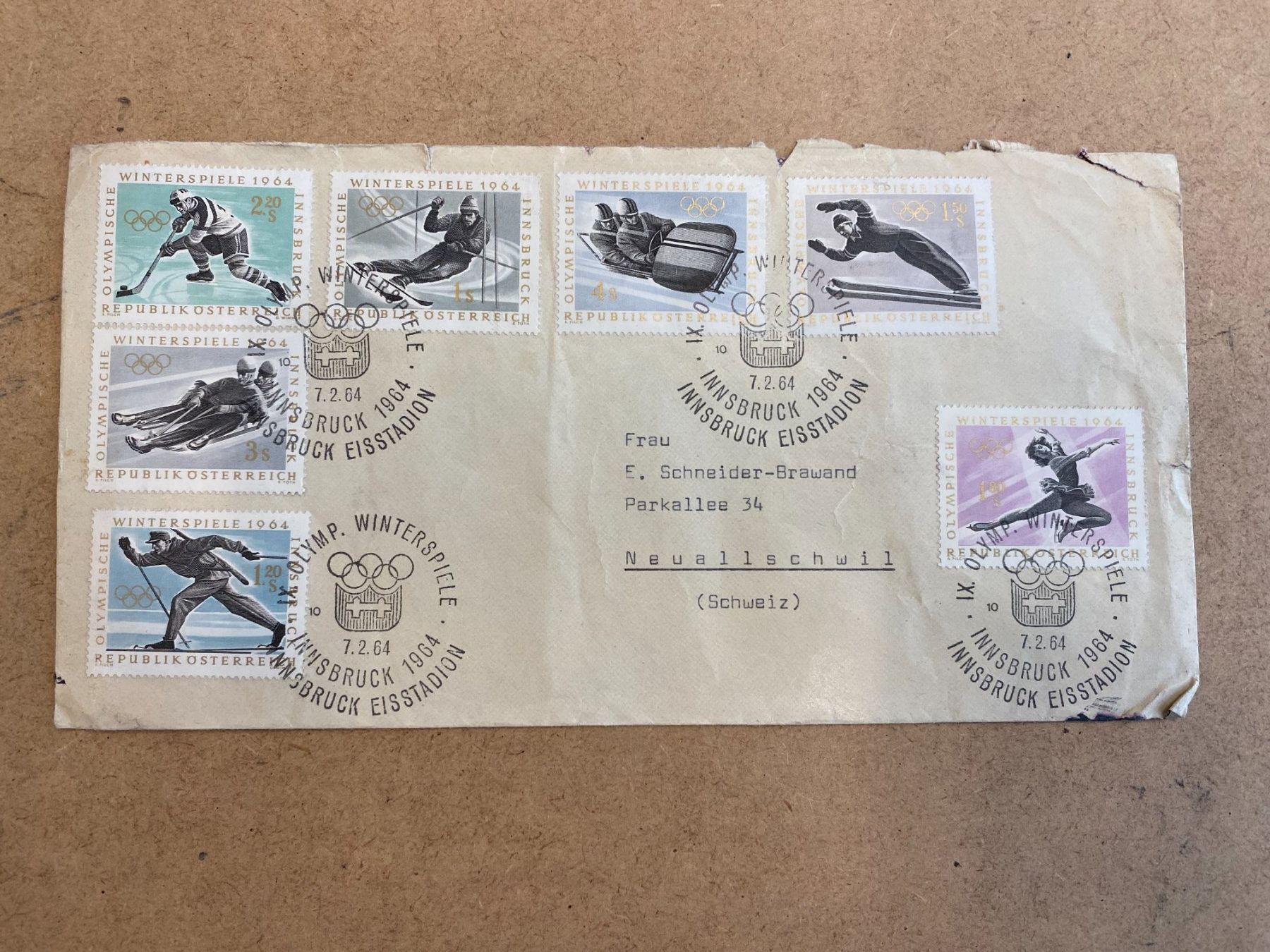 Alle Briefmarken: Briefmarken Winterspiele Innsbruck 1964 – Gebraucht aus Schönenbuch von Laubfrosch05