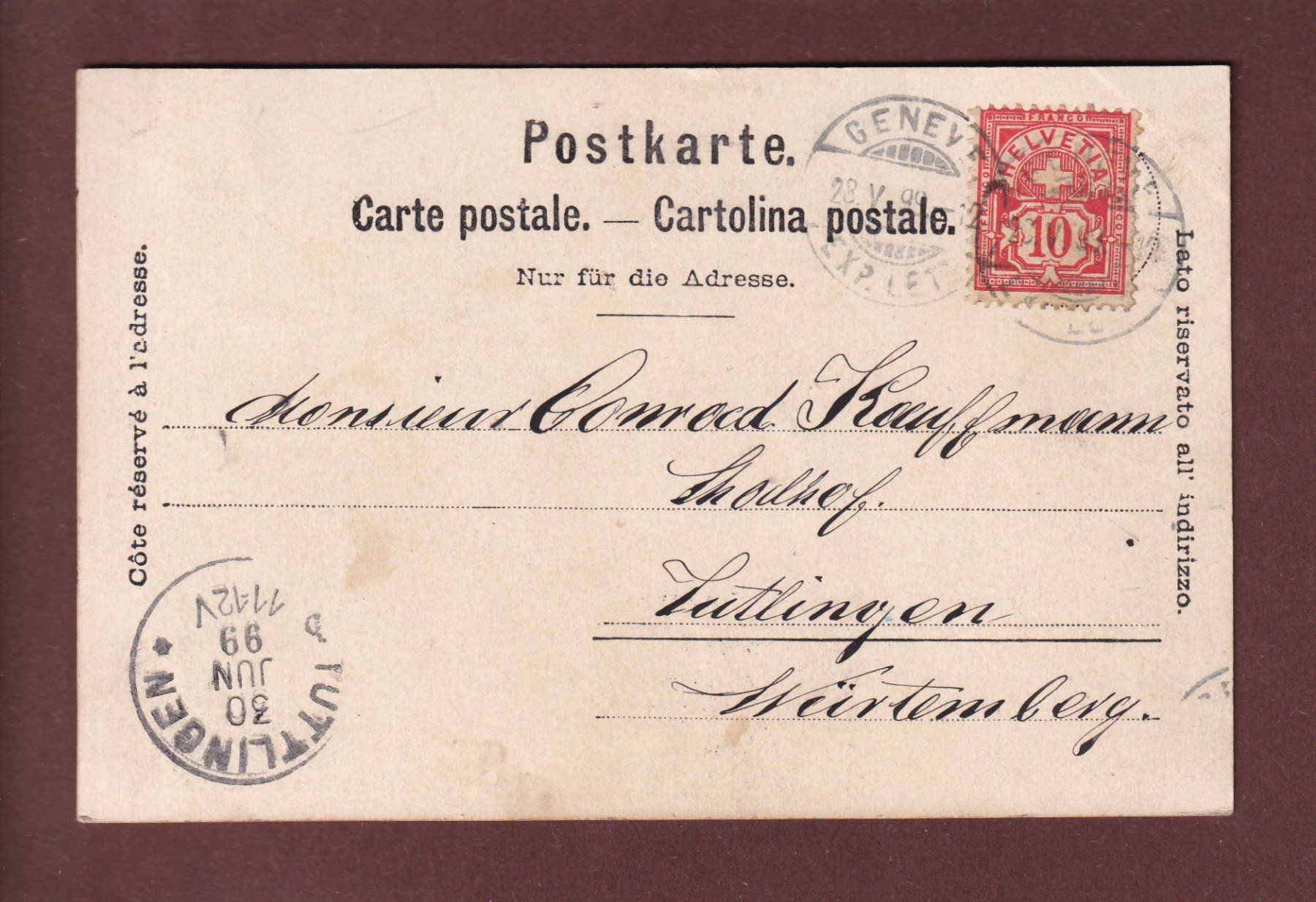 Cartoline postali: GENEVE - Chapelle russe - 1899 – Usato da Pully venduto da nicecards 1
