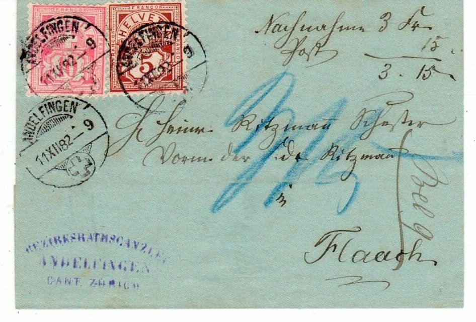 Alle Briefmarken: Kleinbrief Andelfingen 1882 – Gebraucht aus Wolhusen von Curver9