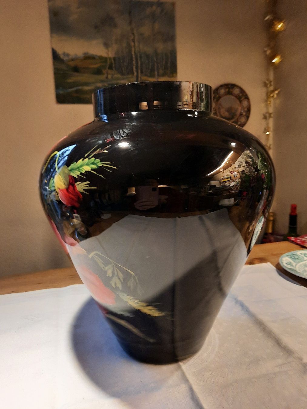 Vasi & Recipienti: Fantastische grosse Vase mit Hinterglasmalerei – Usato da Busswil BE venduto da balu37 6