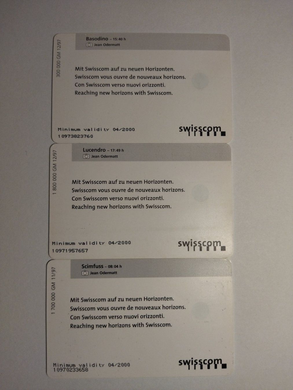Telefon- & Taxkarten: Swisscom Taxcard 3er Set Horizonten – Gebraucht aus Ponto Valentino von Mercante33 1