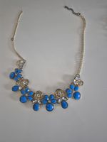 Chic Blaue Blumen Collier Kette 