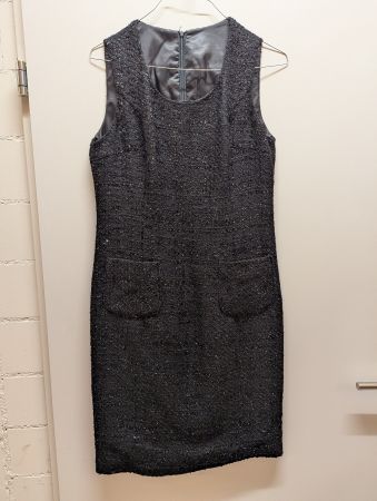 Tweed Bouclé Kleid Schwarz Glitzerfaden (M)