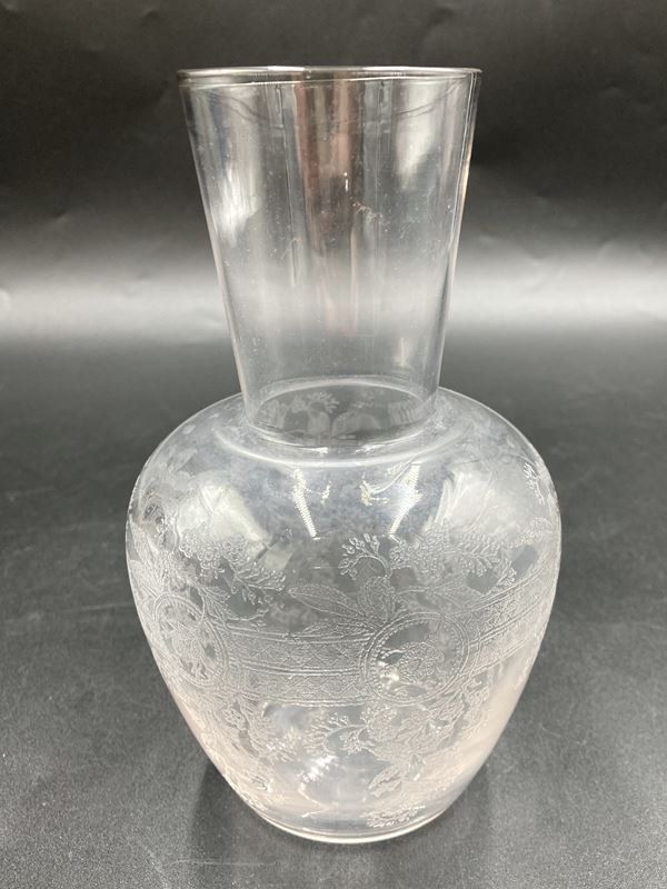 Karaffen: Weinkaraffe mit Weinrebenornament | ca. 5dl | Glas – Gebraucht aus Wittenbach von Restwert_St-Gallen 4