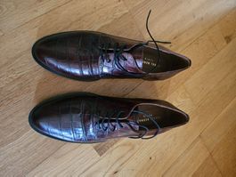 Schnürschuhe Isabel Bernard Kroko-Optik, rotbraun, Grösse 38
