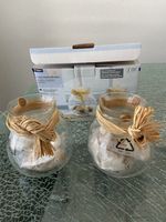 2 Glas Teelichthalter mit Muscheln und Sand