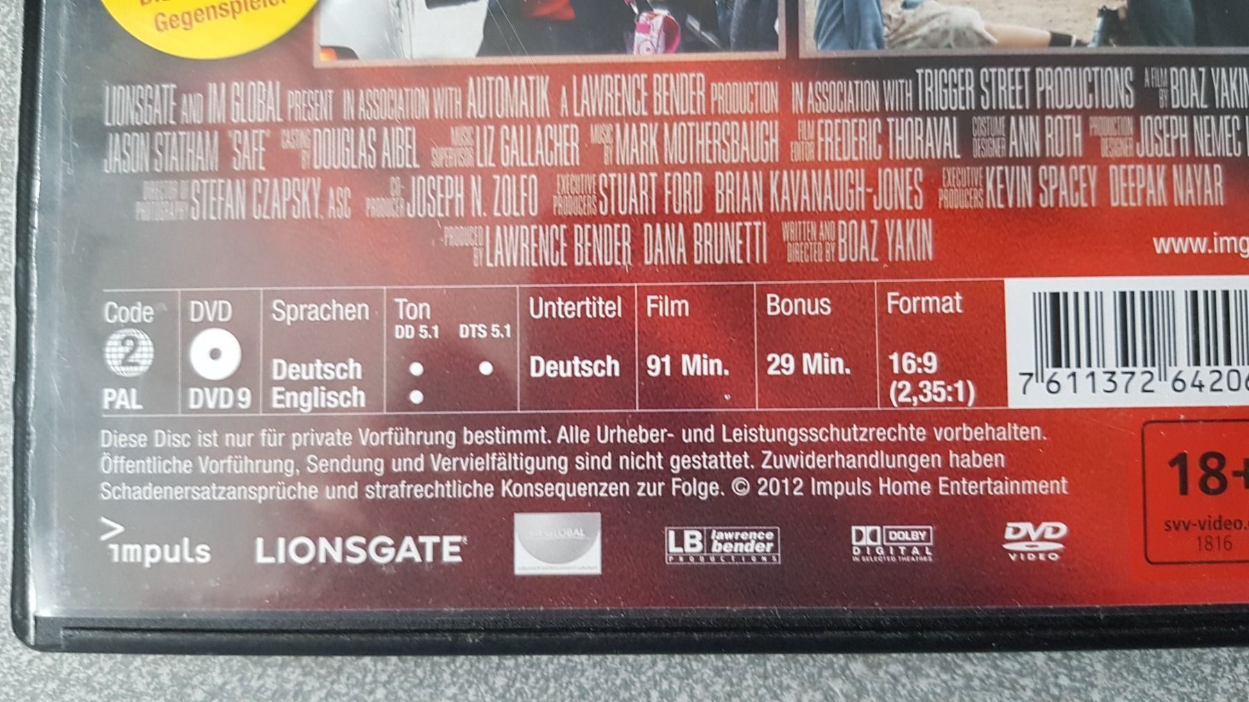 Tous les DVDs: DVD Safe / Jason Statham – D'occasion à Oetwil am See par fineli2 1