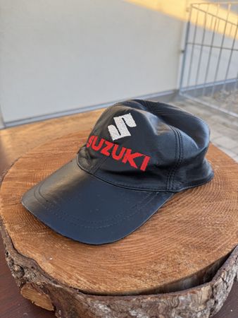 Suzuki Cap Leder Vintage schwarz, rare y2k
