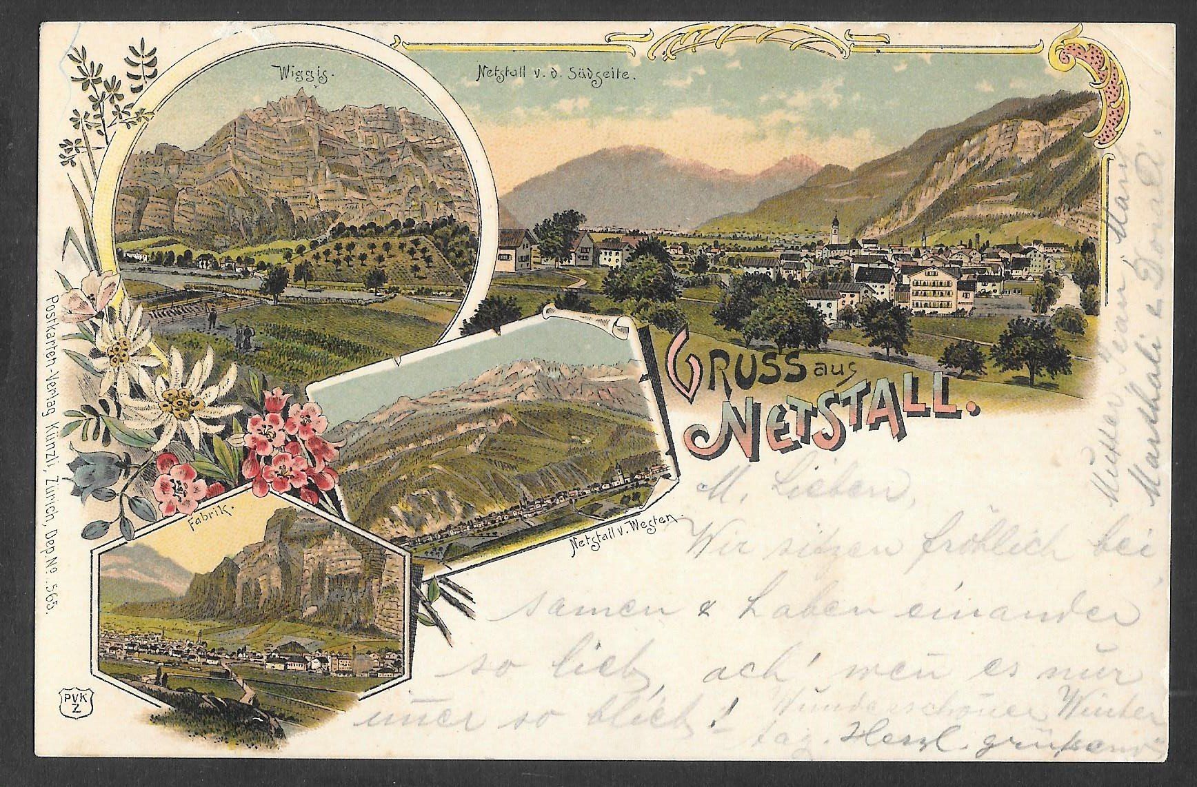 Cartoline postali: Netstal farbige Lithografie 4 Bilder – Usato da Olten venduto da clotaldi