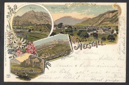 Netstal farbige Lithografie 4 Bilder