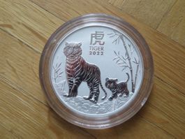 2Unzen Silbermünze Lunar III Tiger 2022/Australien 999Silber