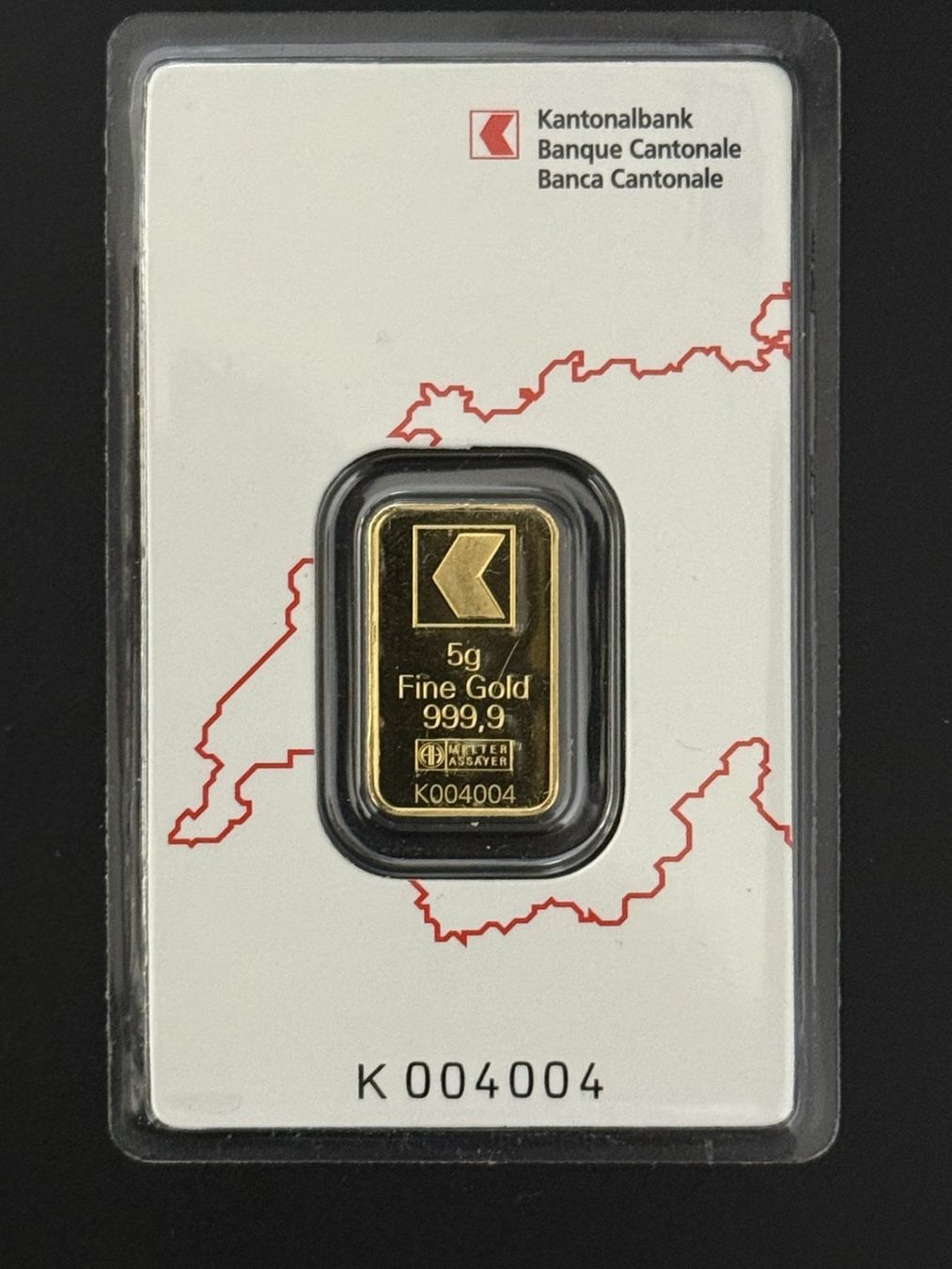 Edelmetalle: Goldbarren 5 g Kantonal Bank – Neu und originalverpackt aus Untersiggenthal von byiggy