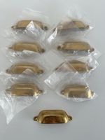 8er Set Möbel-Muschel-Griff / Messing / Vintage / NEU 