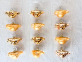Goldene Vogel Weihnachtsbaumschmuck, 12 Stk.