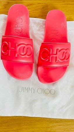 Jimmy Choo Damen Slides, Sandalen, Leder Gr. 40, Pink, NEU