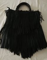 Schwarze Fransen Handtasche, neuwertig - Top Zustand!