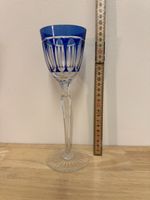 Bleikristall Weinglas blau, handgeschliffen, ca. 23 cm
