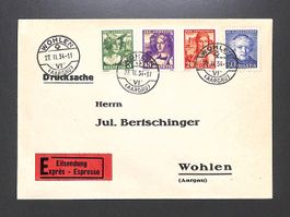 1933 Pro Juventute Satzbrief Eilsendung WOHLEN 27.II.34 🔝