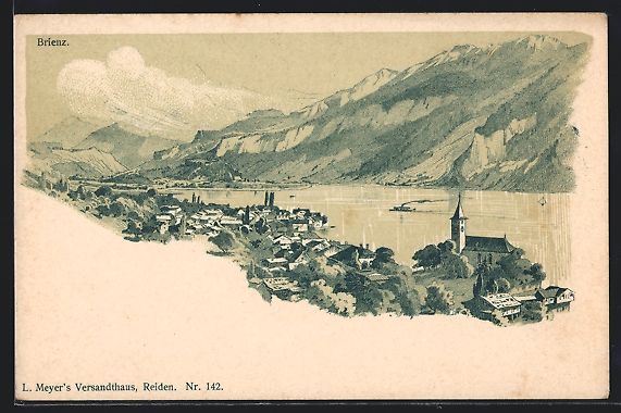 Cartoline postali: Litho Brienz, Ortsansicht mit Blick übe – Usato da Berlin venduto da bartko-reher